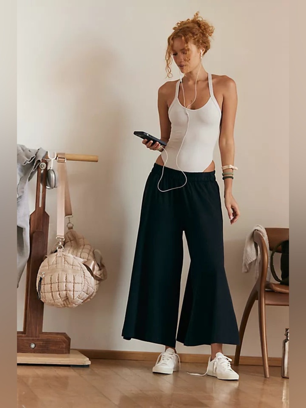 FP Movement Hot Shot Slit Wide Leg Pants in Washed Black, L, NWOT